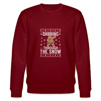 Tupfen durch den Schnee Lebkuchenmann Weihnachten - Stanley/Stella Unisex Bio-Sweatshirt CHANGER  - Burgunderrot - Vorne - Nik (191cm) & Marisol (170cm)