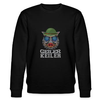 Geiler Keiler | Lustiges Wildschwein Jagd - Stanley/Stella Unisex Bio-Sweatshirt CHANGER  - Schwarz - Vorne - Nik (191cm) & Marisol (170cm)