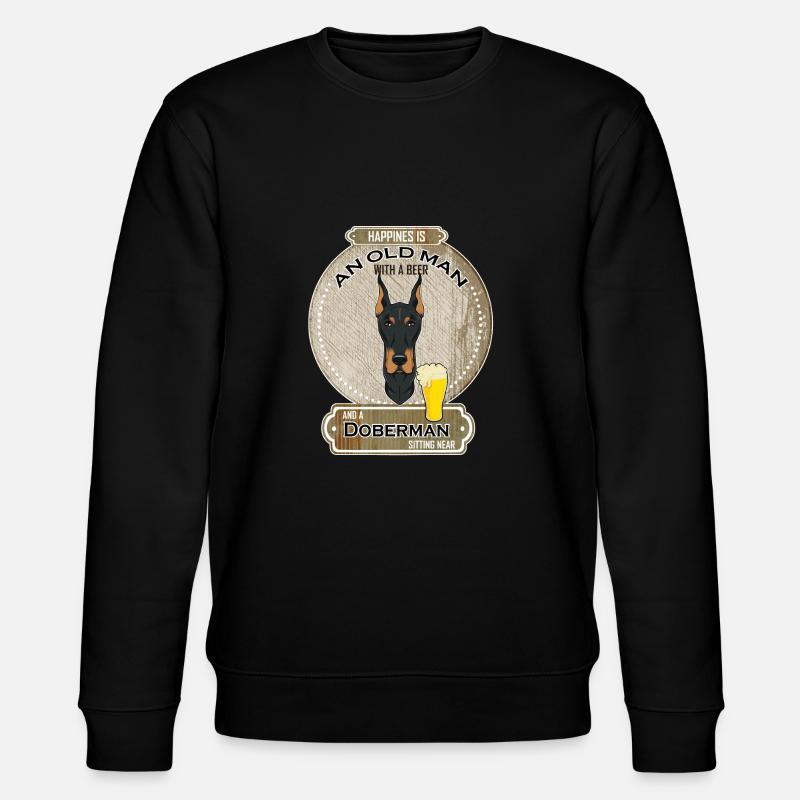 Doberman Dad Beer Lover - Stanley/Stella CHANGER Unisex Organic Sweatshirt - black