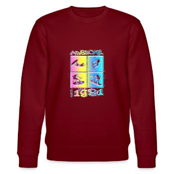 Awesome since 1981. Wakeboard Lifestyle - Stanley/Stella Unisex Bio-Sweatshirt CHANGER  - Burgunderrot - Vorne - Nik (191cm) & Marisol (170cm)