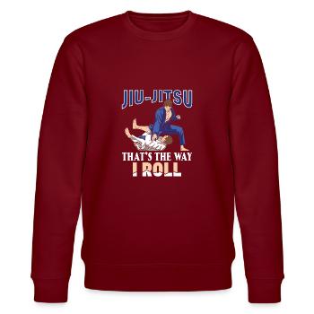 BJJ Brazilian Jiu-Jitsu - Stanley/Stella CHANGER Unisex Organic Sweatshirt - burgundy - Front - Nik (191cm) & Marisol (170cm)