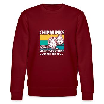 Cadeau de rongeur chipmunk - Sweat bio CHANGER Stanley/Stella Unisexe - bordeaux - Devant - Nik (191cm) & Marisol (170cm)