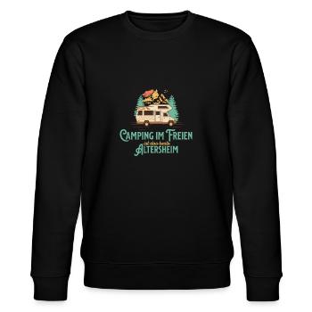 Camping Im Freien Ist Das Bessere Altersheim - Stanley/Stella Unisex Bio-Sweatshirt CHANGER  - Schwarz - Vorne - Nik (191cm) & Marisol (170cm)