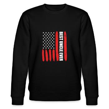 USA Onkel Bester Onkel - Stanley/Stella Unisex Bio-Sweatshirt CHANGER  - Schwarz - Vorne - Nik (191cm) & Marisol (170cm)