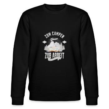 Zum Campen Geboren Wohnmobil - Stanley/Stella Unisex Bio-Sweatshirt CHANGER  - Schwarz - Vorne - Nik (191cm) & Marisol (170cm)