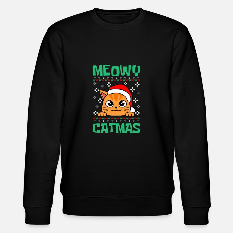 Meowy Catmas Katzen - Stanley/Stella Unisex Bio-Sweatshirt CHANGER  - Schwarz