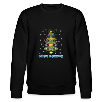 Merry Fischmas Tannenbaum Fische Angler - Stanley/Stella Unisex Bio-Sweatshirt CHANGER  - Schwarz - Vorne - Nik (191cm) & Marisol (170cm)