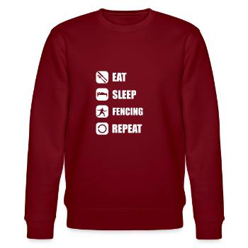 Fencer eat sleep fencing repeat - Stanley/Stella Unisex Bio-Sweatshirt CHANGER  - Burgunderrot - Vorne - Nik (191cm) & Marisol (170cm)