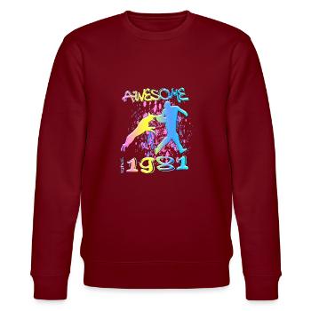 Awesome since 1981. Agility, Hundetraining - Stanley/Stella Unisex Bio-Sweatshirt CHANGER  - Burgunderrot - Vorne - Nik (191cm) & Marisol (170cm)