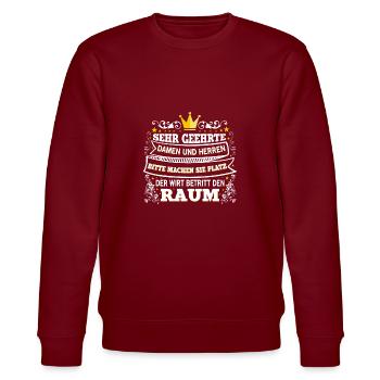 Kneipen-Besitzer Barkeeper Wirt - Stanley/Stella Unisex Bio-Sweatshirt CHANGER  - Burgunderrot - Vorne - Nik (191cm) & Marisol (170cm)