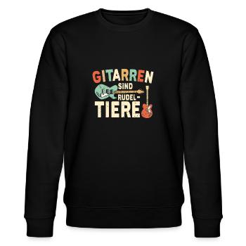 Gitarrist Geschenk Gitarre Sprüche Musiker - Stanley/Stella Unisex Bio-Sweatshirt CHANGER  - Schwarz - Vorne - Nik (191cm) & Marisol (170cm)