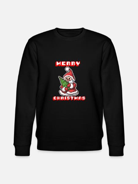 Merry Christmas I Xmas I 8 Bit Pixelated Santa - Stanley/Stella CHANGER Unisex Organic Sweatshirt - black