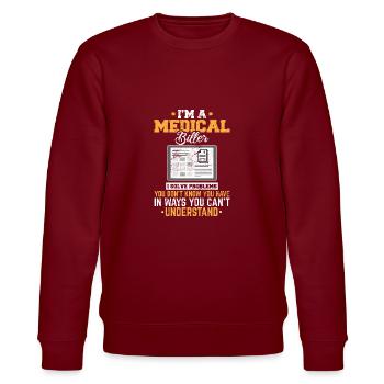 Medical Biller Women Funny Medical Coder Funny Bil - Stanley/Stella Unisex Bio-Sweatshirt CHANGER  - Burgunderrot - Vorne - Nik (191cm) & Marisol (170cm)
