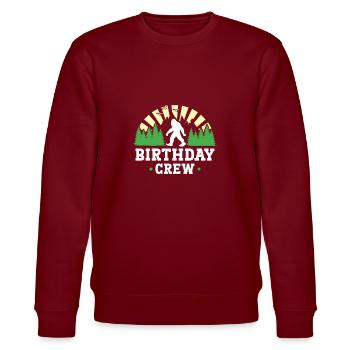 Bigfoot Party Supplies Sasquatch Birthday Crew - Stanley/Stella CHANGER Unisex Organic Sweatshirt - burgundy - Front - Nik (191cm) & Marisol (170cm)