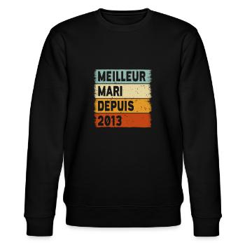 10 Jahre Hochzeitstag - Stanley/Stella Unisex Bio-Sweatshirt CHANGER  - Schwarz - Vorne - Nik (191cm) & Marisol (170cm)