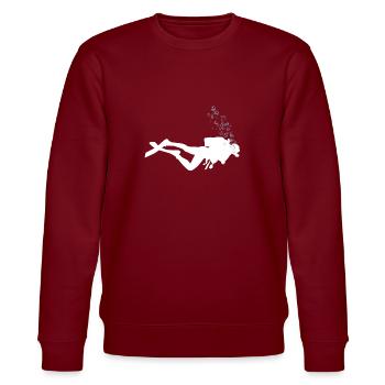 Scuba divers underwater with air bubbles - Stanley/Stella CHANGER Unisex Organic Sweatshirt - burgundy - Front - Nik (191cm) & Marisol (170cm)