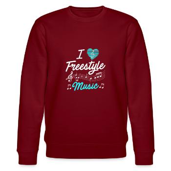 Ich liebe Freestyle Musik - Stanley/Stella Unisex Bio-Sweatshirt CHANGER  - Burgunderrot - Vorne - Nik (191cm) & Marisol (170cm)