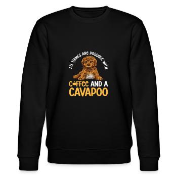 Cavapoo Cavoodle Capoodle Chien - Sweat bio CHANGER Stanley/Stella Unisexe - noir - Devant - Nik (191cm) & Marisol (170cm)