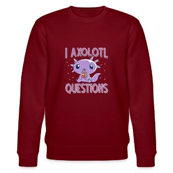 Axolotl. I Axolotl Questions - Stanley/Stella Unisex Bio-Sweatshirt CHANGER  - Burgunderrot - Vorne - Nik (191cm) & Marisol (170cm)