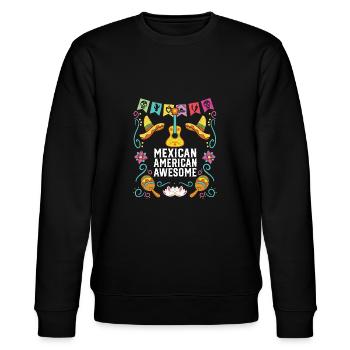 Mexican American Awesome America Mexico American - Stanley/Stella Unisex Bio-Sweatshirt CHANGER  - Schwarz - Vorne - Nik (191cm) & Marisol (170cm)