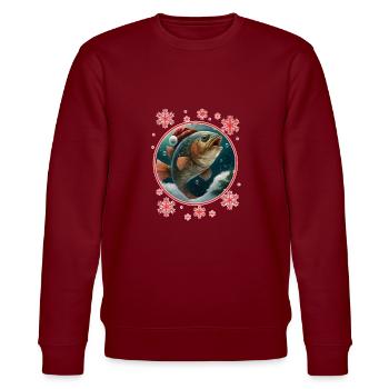 Pêche Pêcheur Pêcheuse Noël Pêcheur Poisson - Sweat bio CHANGER Stanley/Stella Unisexe - bordeaux - Devant - Nik (191cm) & Marisol (170cm)
