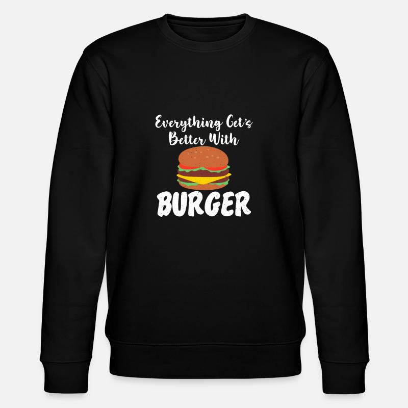 Burger Lover Geschenk - Stanley/Stella Unisex Bio-Sweatshirt CHANGER  - Schwarz