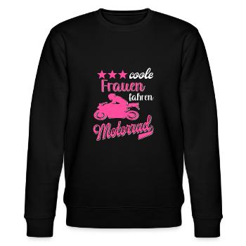 Motorrad Frauen Motorradfahrerin Bikerin - Stanley/Stella Unisex Bio-Sweatshirt CHANGER  - Schwarz - Vorne - Nik (191cm) & Marisol (170cm)