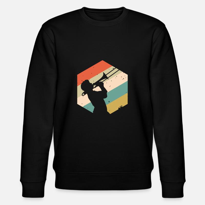 Posaune mit Retro Hintergrund - Stanley/Stella Unisex Bio-Sweatshirt CHANGER  - Schwarz