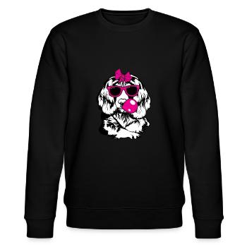 English Springer Spaniel Dog - Stanley/Stella CHANGER Unisex Organic Sweatshirt - black - Front - Nik (191cm) & Marisol (170cm)