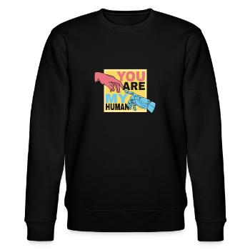 Du Bist Mein Menschlicher Valentinstagsliebe - Stanley/Stella Unisex Bio-Sweatshirt CHANGER  - Schwarz - Vorne - Nik (191cm) & Marisol (170cm)