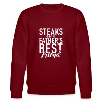 Steak Lover Steak Geschenk - Stanley/Stella Unisex Bio-Sweatshirt CHANGER  - Burgunderrot - Vorne - Nik (191cm) & Marisol (170cm)