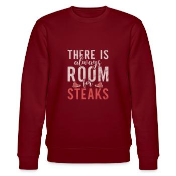 Steak Lover Steak Geschenk - Stanley/Stella Unisex Bio-Sweatshirt CHANGER  - Burgunderrot - Vorne - Nik (191cm) & Marisol (170cm)