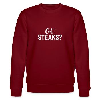 Steak Lover Steak Geschenk - Stanley/Stella Unisex Bio-Sweatshirt CHANGER  - Burgunderrot - Vorne - Nik (191cm) & Marisol (170cm)