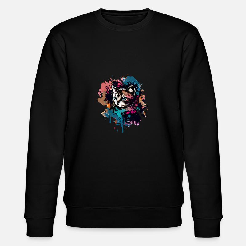 Aquarelle chat doux - Sweat bio CHANGER Stanley/Stella Unisexe - noir