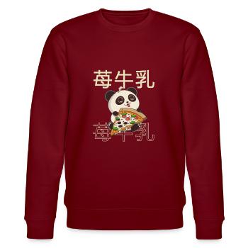 Cute Kawaii Panda Who Eats Pizza Anime Manga - Stanley/Stella CHANGER Unisex Organic Sweatshirt - burgundy - Front - Nik (191cm) & Marisol (170cm)