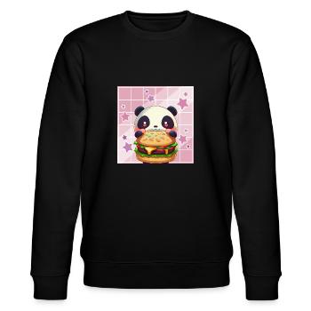 Cute Kawaii Panda, The Burger Anime Manga Otaku - Stanley/Stella CHANGER Unisex Organic Sweatshirt - black - Front - Nik (191cm) & Marisol (170cm)