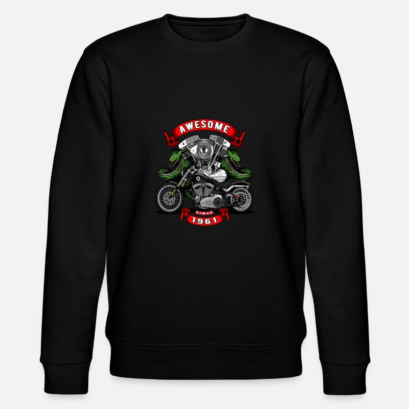 Awesome since 1961, biker's birthday - Stanley/Stella CHANGER Unisex Organic Sweatshirt - black