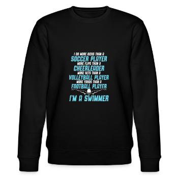 Lustiges Schwimmen Schwimmer - Stanley/Stella Unisex Bio-Sweatshirt CHANGER  - Schwarz - Vorne - Nik (191cm) & Marisol (170cm)