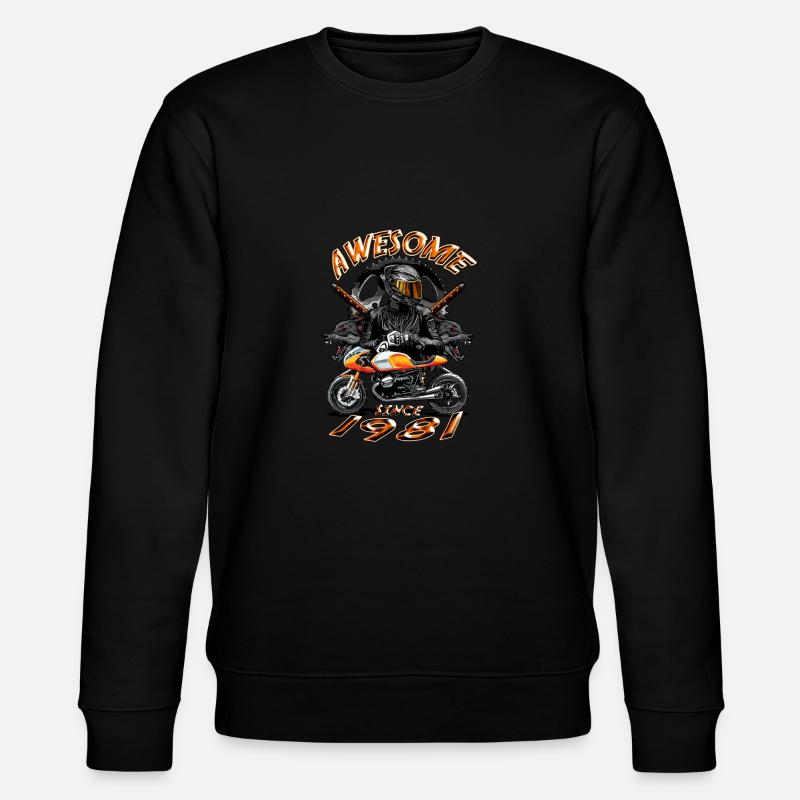 Awesome since 1981, biker's birthday - Stanley/Stella CHANGER Unisex Organic Sweatshirt - black