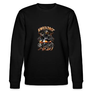 Awesome since 1981, Biker Geburtstag - Stanley/Stella Unisex Bio-Sweatshirt CHANGER  - Schwarz - Vorne - Nik (191cm) & Marisol (170cm)