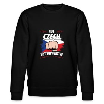 Not Czech But Supportive Travel Tourist Czech - Stanley/Stella CHANGER Unisex Organic Sweatshirt - black - Front - Nik (191cm) & Marisol (170cm)