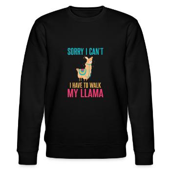 Lama Geschenk Lama Liebhaber Geschenk - Stanley/Stella Unisex Bio-Sweatshirt CHANGER  - Schwarz - Vorne - Nik (191cm) & Marisol (170cm)