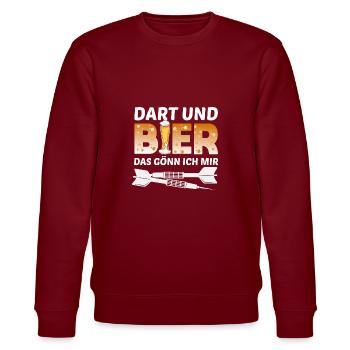 Dart und Bier das Gönn Ich Mir - Kneipe - Stanley/Stella Unisex Bio-Sweatshirt CHANGER  - Burgunderrot - Vorne - Nik (191cm) & Marisol (170cm)
