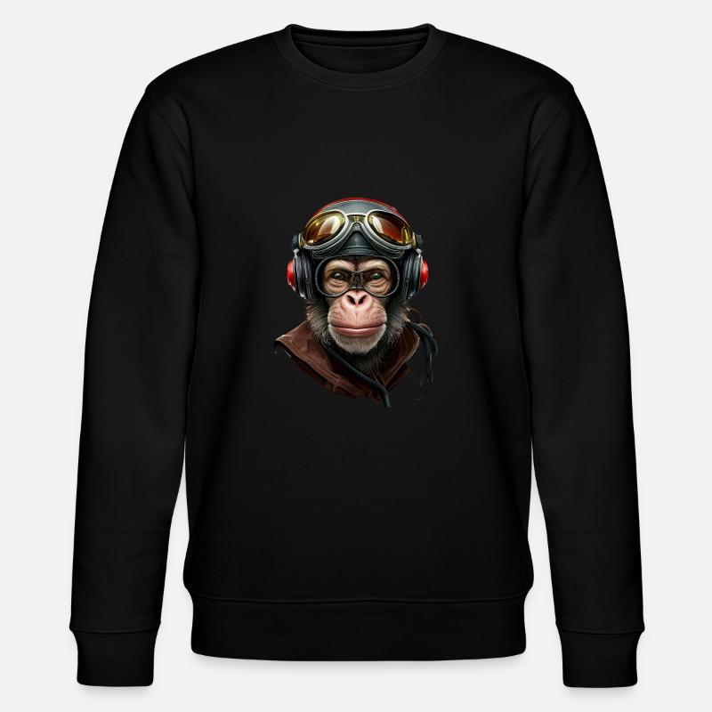 Chimpanzee - Monkey - Stanley/Stella CHANGER Unisex Organic Sweatshirt - black