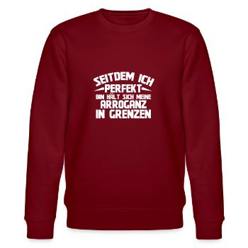 Geschenk Arbeitskollegin Freundin Büro Spruch - Stanley/Stella Unisex Bio-Sweatshirt CHANGER  - Burgunderrot - Vorne - Nik (191cm) & Marisol (170cm)