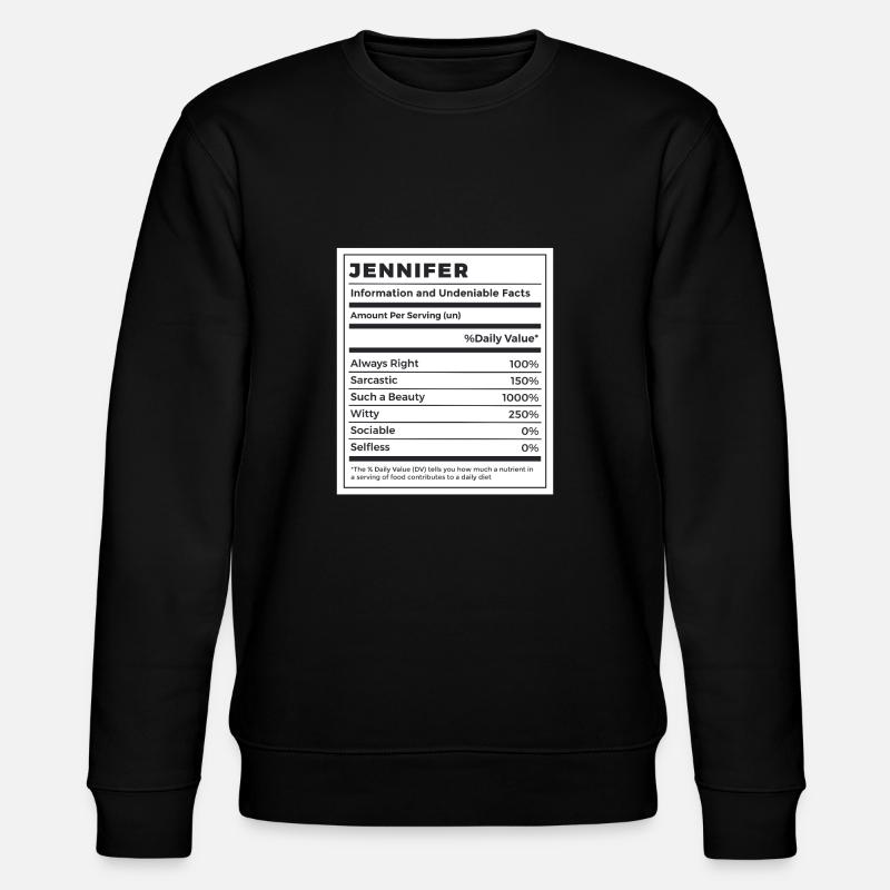 Lustige Jennifer Name Nährwerte - Stanley/Stella Unisex Bio-Sweatshirt CHANGER  - Schwarz