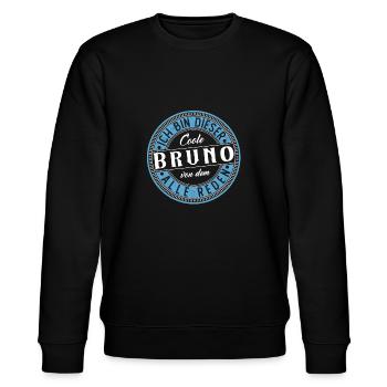Bruno Geschenkidee Geschenk Geburtstag - Stanley/Stella Unisex Bio-Sweatshirt CHANGER  - Schwarz - Vorne - Nik (191cm) & Marisol (170cm)