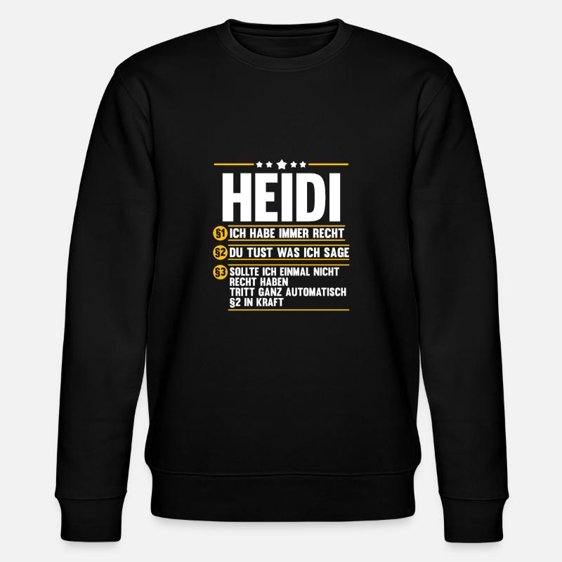 Vorname Heidi - Stanley/Stella Unisex Bio-Sweatshirt CHANGER  - Schwarz