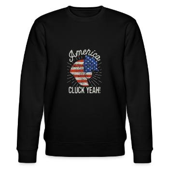 Cluck yes chicken July 4th glasses t shirt boys - Stanley/Stella CHANGER Unisex Organic Sweatshirt - black - Front - Nik (191cm) & Marisol (170cm)