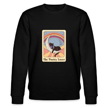 Poesie-Liebhaber Katze liest Gedicht Retro Tarot - Stanley/Stella Unisex Bio-Sweatshirt CHANGER  - Schwarz - Vorne - Nik (191cm) & Marisol (170cm)